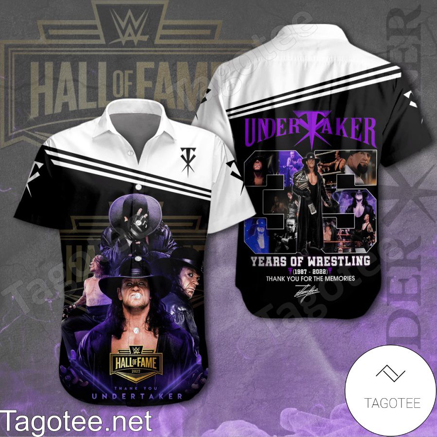 The Undertaker 35 Years Of Wrestling Black White Hawaiian Shirt And Short