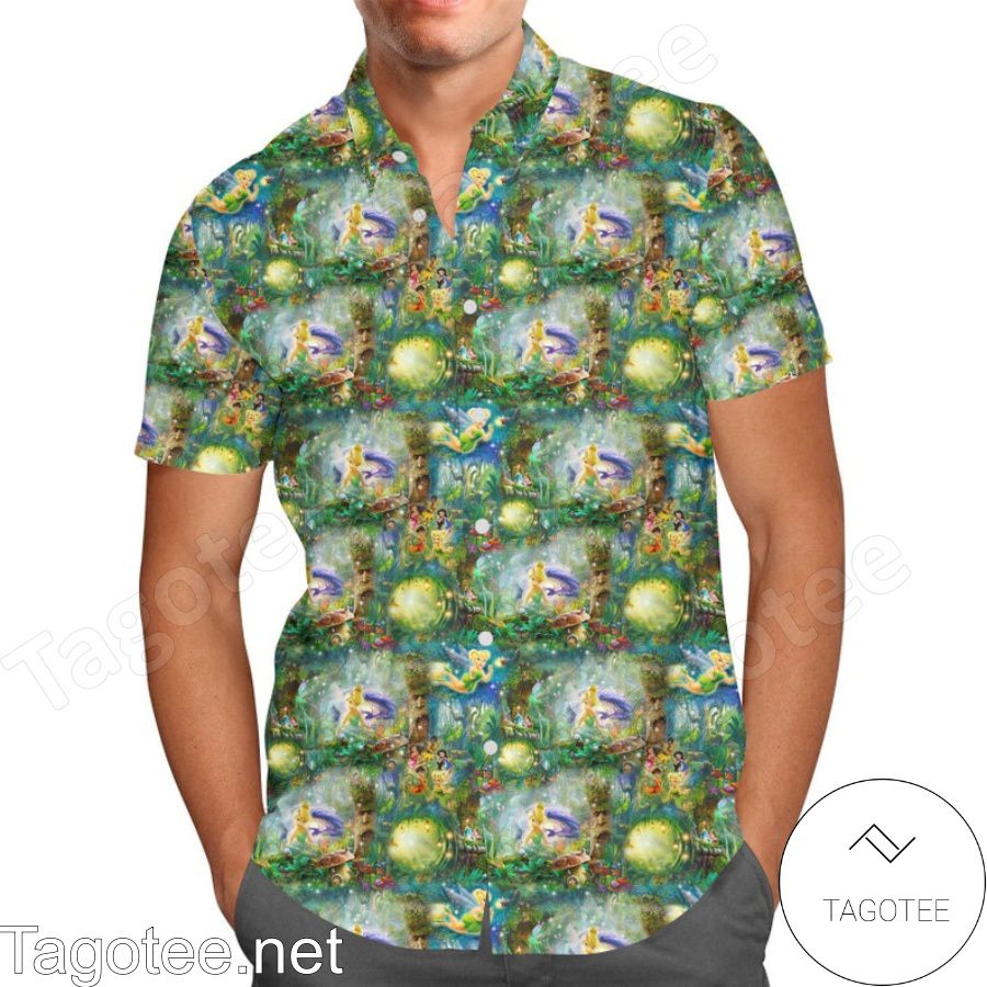 Tinkerbell In Pixie Hollow Disney Cartoon Graphics Hawaiian Shirt And Short