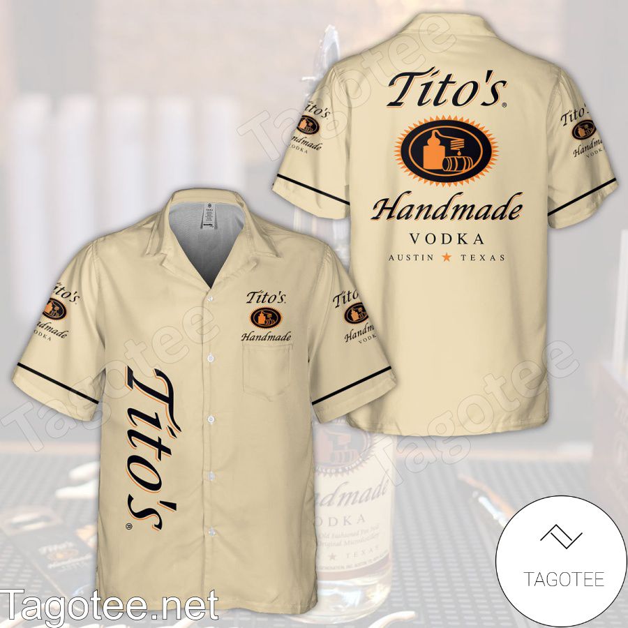 Tito's Handmade Vodka Beige Logo Branded Hawaiian Shirt And Short