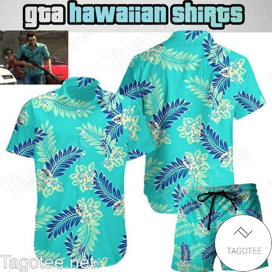Tommy Vercetti Vice City Blue Pattern Hawaiian Shirt - Tagotee