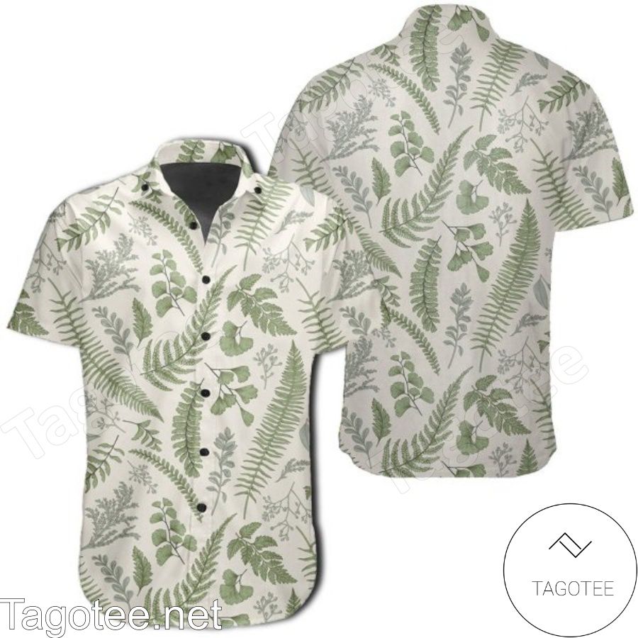 Tropical Green Leaf Pattern Hawaiian Shirt