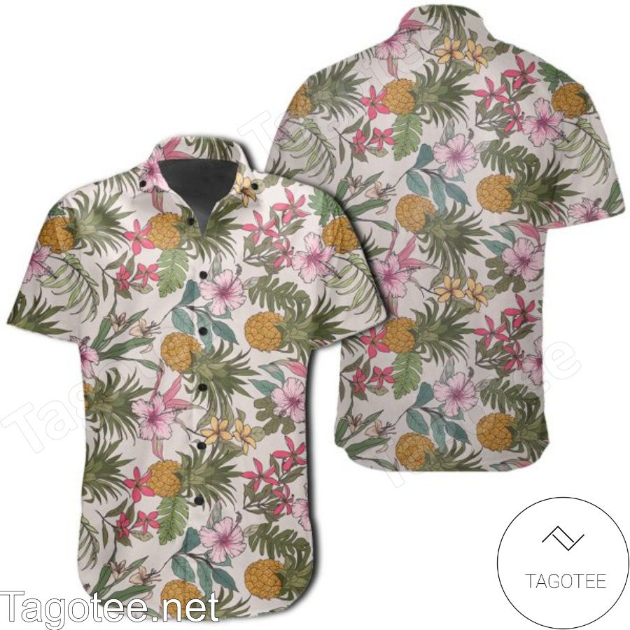Tropical Pineapple Flowers Hawaiian Shirt