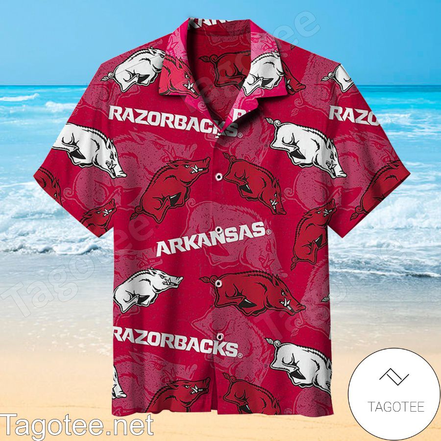 University Of Arkansas Razorbacks Plushlete Red Hawaiian Shirt