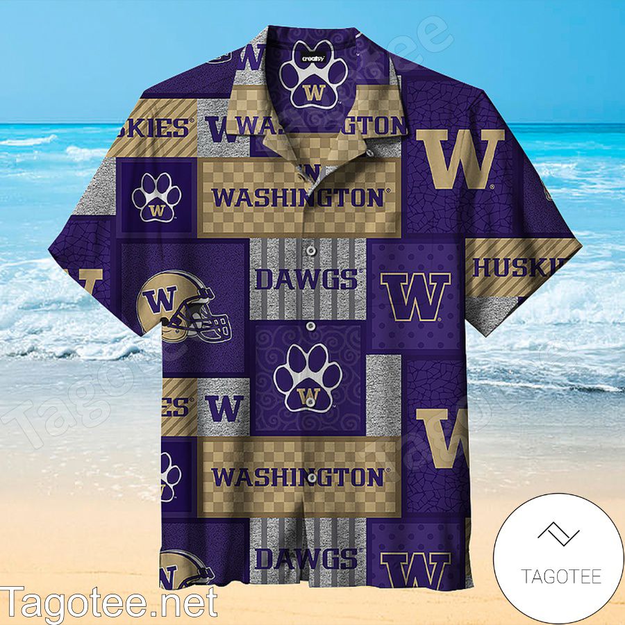 University Of Washington Vintage Dawgs Block Hawaiian Shirt