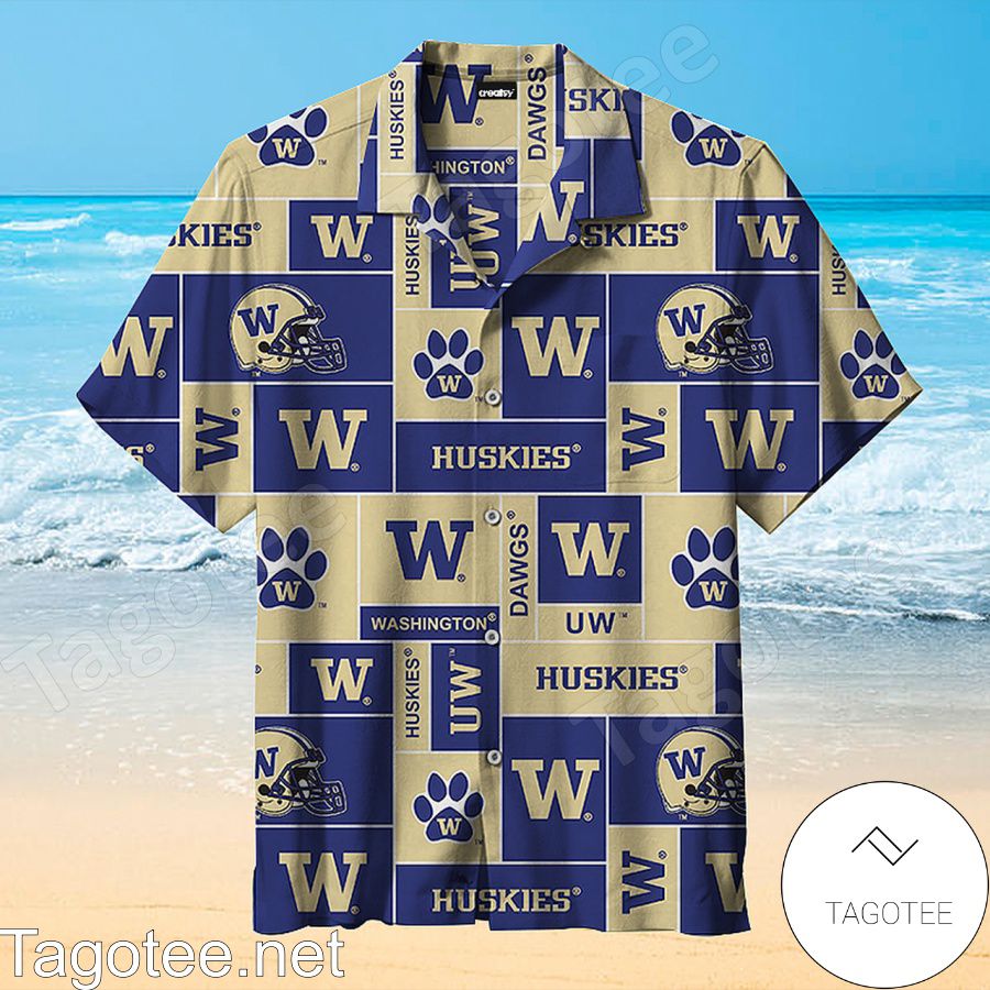University Of Washington Vintage Squares Hawaiian Shirt