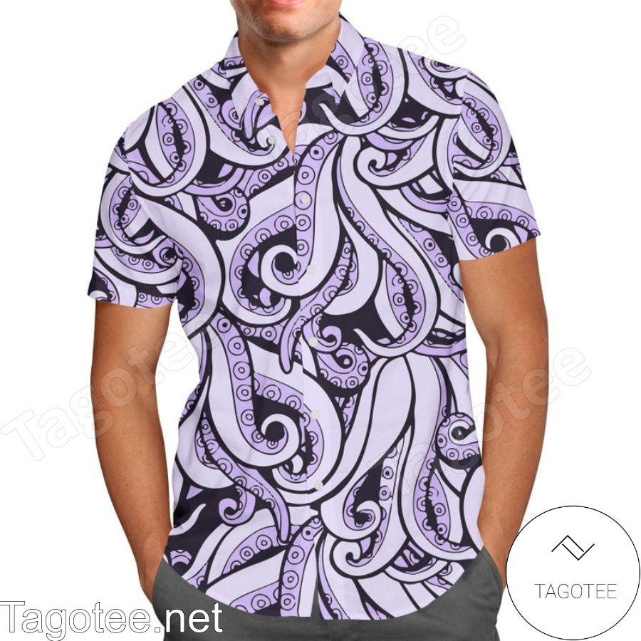 Ursula Octopus Pattern Inspired Disney Hawaiian Shirt And Short