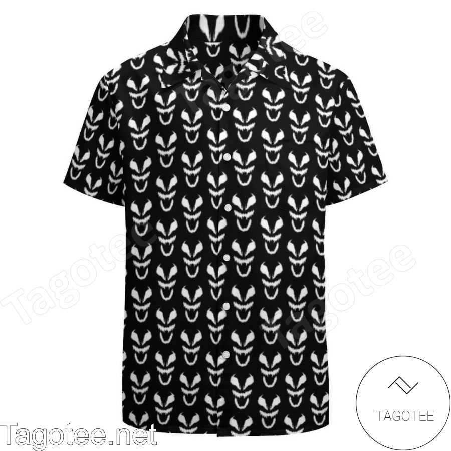 Venom Mask Pattern Black Hawaiian Shirt And Short