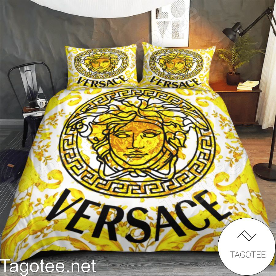 Versace Medusa Baroque Yellow White Bedding Set