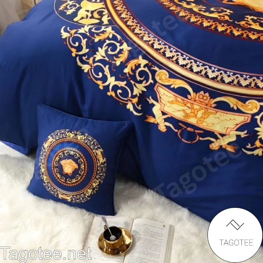 Versace Medusa Circle Baroque Pattern Navy Bedding Set