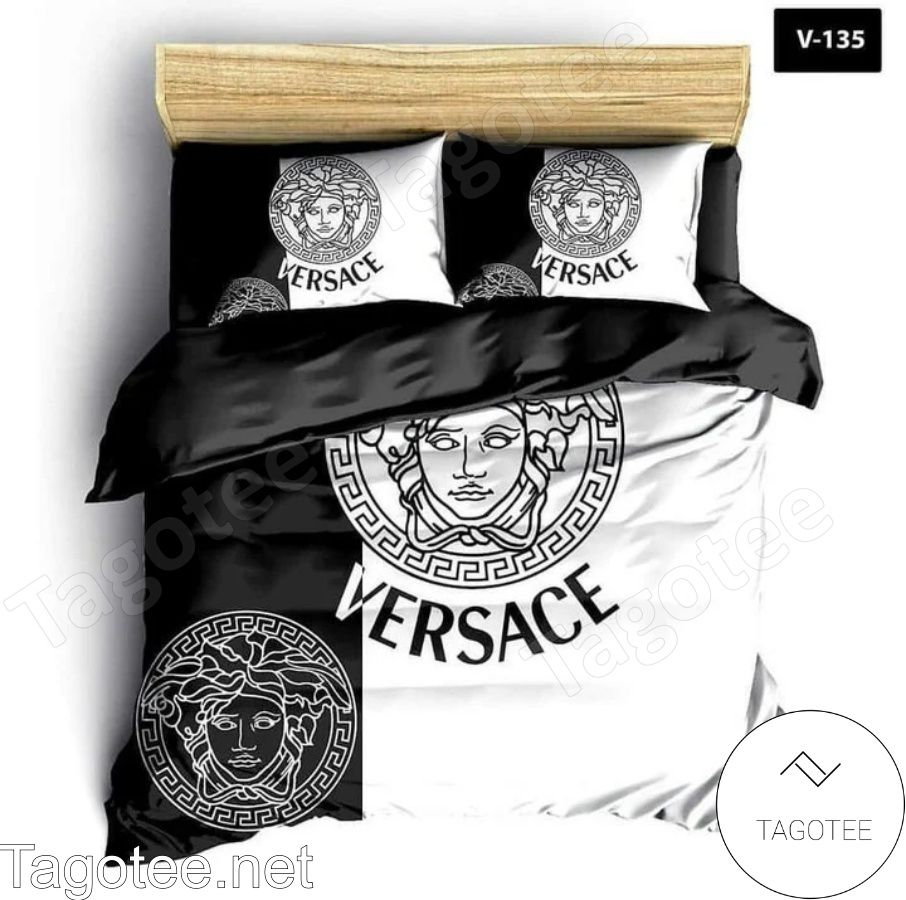Versace Medusa Logo Black And White Bedding Set