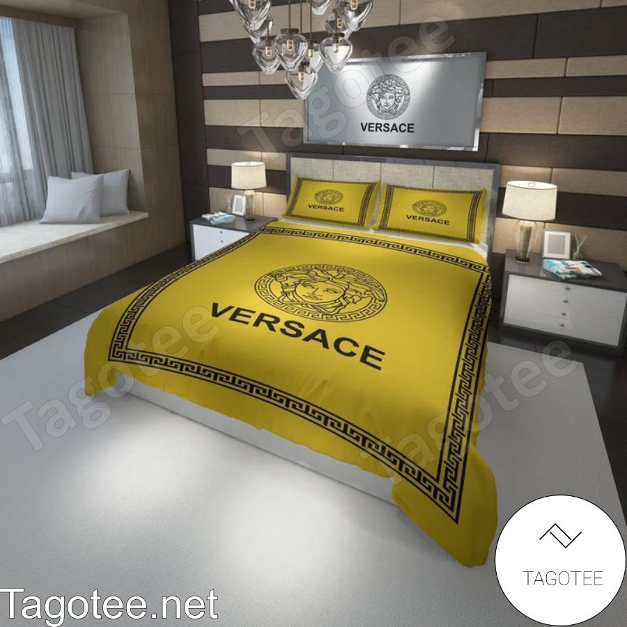 Versace Medusa Logo Greek Key Yellow Bedding Set