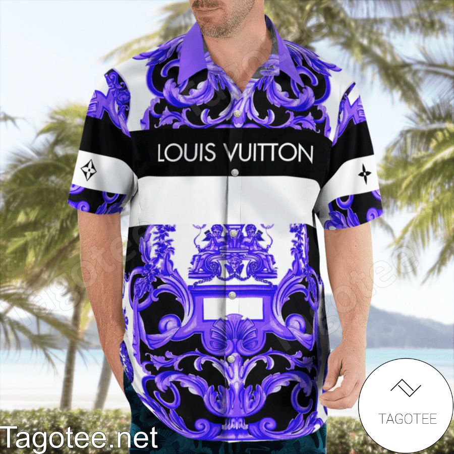 All Over Print Versace Purple Multi Baroque Print Hawaiian Shirt And Beach Shorts