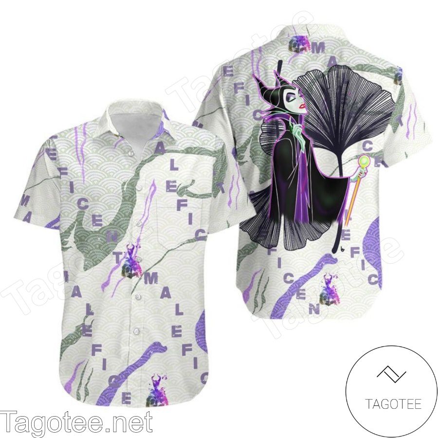 Villian Maleficent Wave Pattern Disney White Hawaiian Shirt And Short