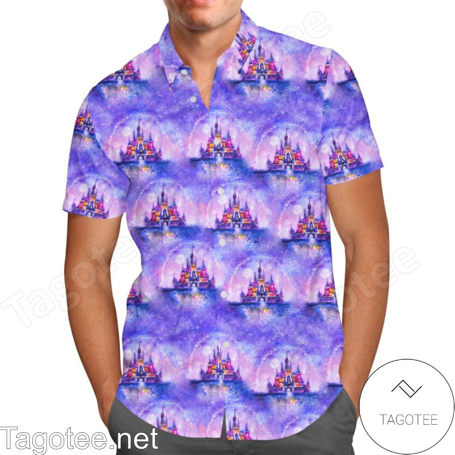 Walt Disney Castle Fireworks Hawaiian Shirt And Short
