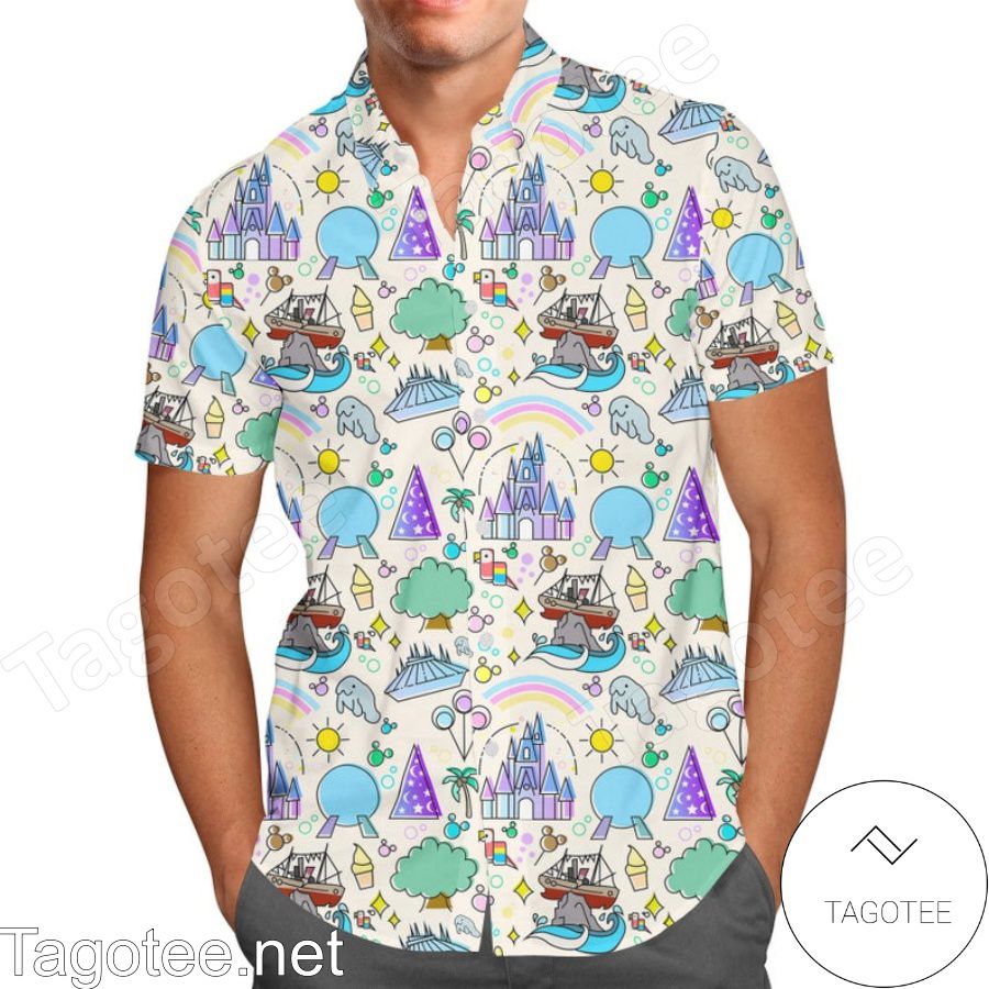 Walt Disney World Park Inspired Icons Hawaiian Shirt And Short