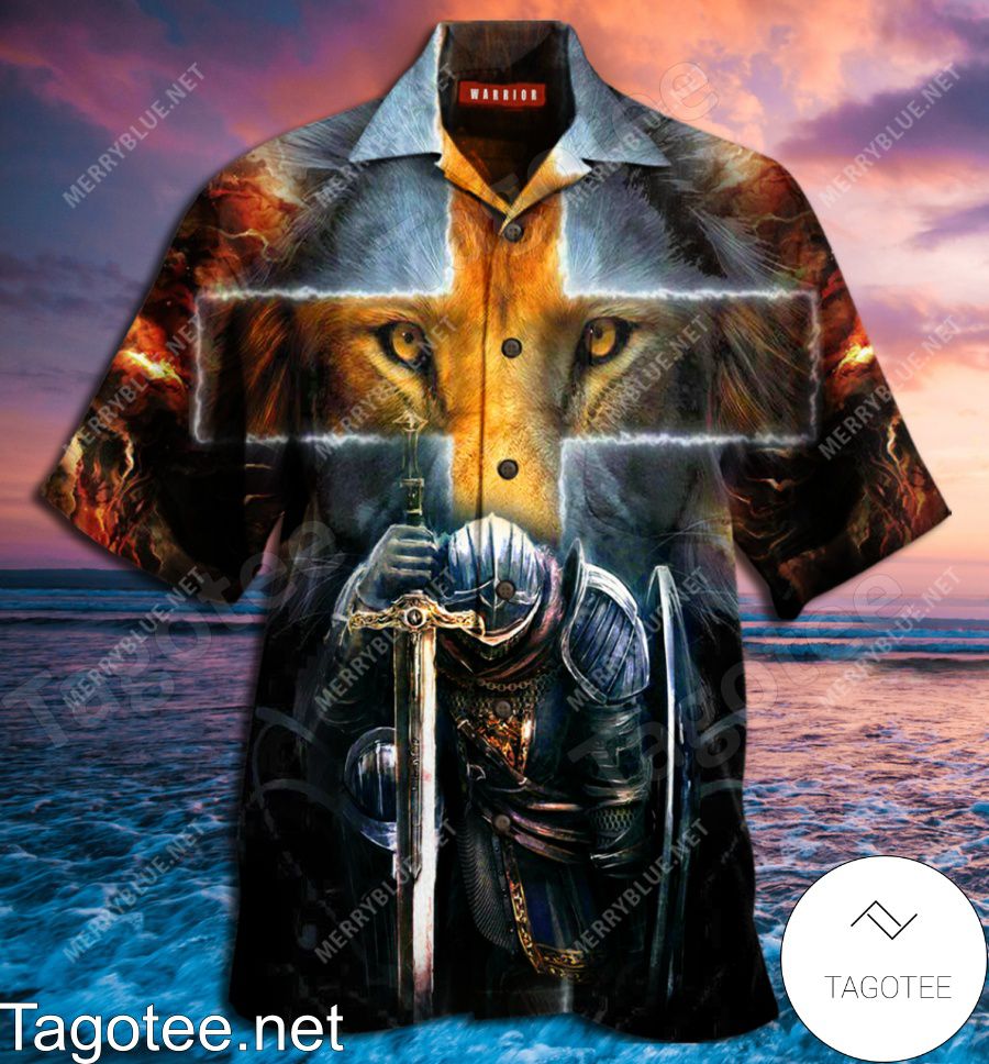 Warrior Of Christ Lion Cross Unisex Hawaiian Shirt
