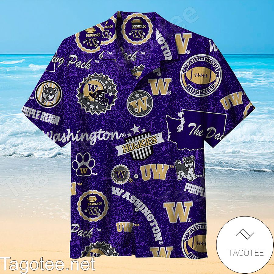 Washington Huskies The Dawg Pack Purple Reign Hawaiian Shirt