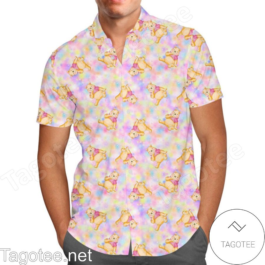 Winnie The Pooh Disney Cartoon Graphics Rainbow Hawaiian Shirt And Short
