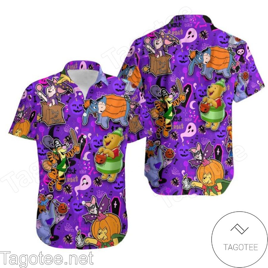Winnie The Pooh & Friends Halloween Villain Costume Disney Purple Hawaiian Shirt And Short