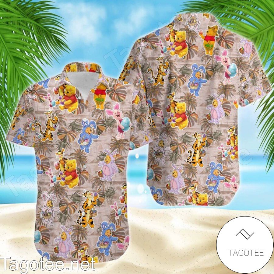 Winnie The Pooh Tigger Piglet Brown Leaves Disney Hawaiian Shirt And Short
