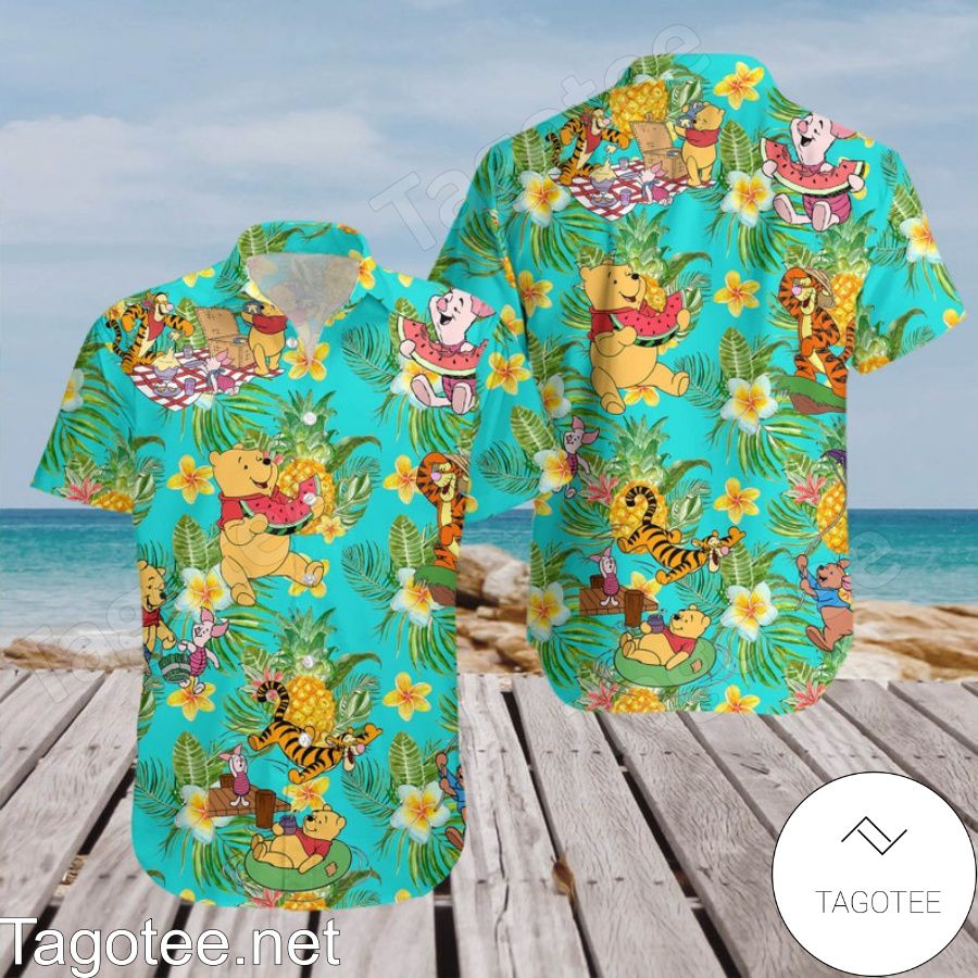 Winnie Tigger & Piglet Vacation Disney Cartoon Graphics Hawaiian Shirt And Short