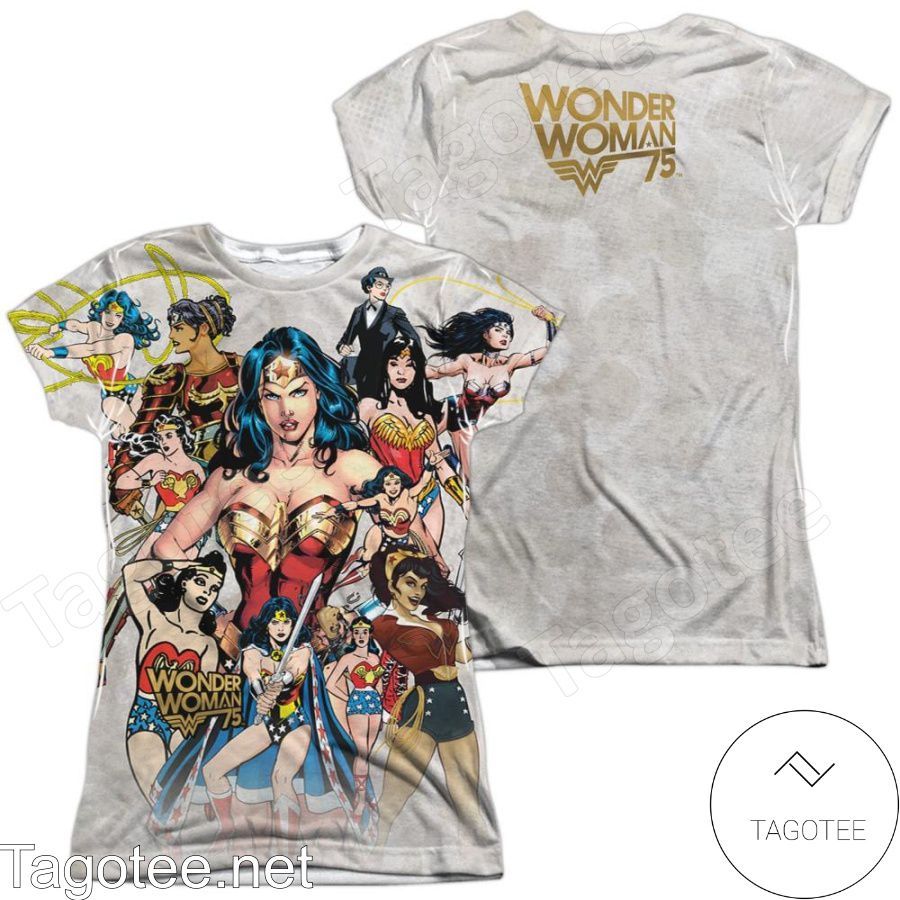Wonder Woman 75th Collage All Over Print Shirts