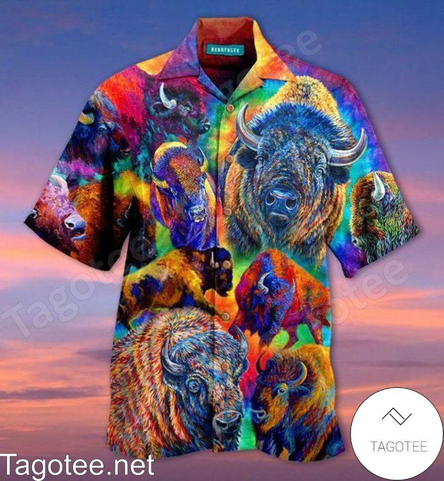 Wonderful Animal World Buffalo Colorful Hawaiian Shirt