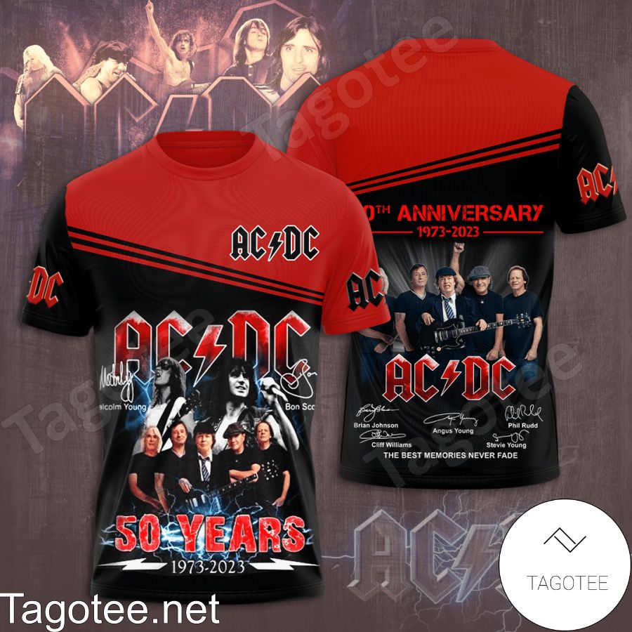 Ac Dc 50Th Anniversary 1973-2023 The Best Memories Never Fade Signatures Red Shirt