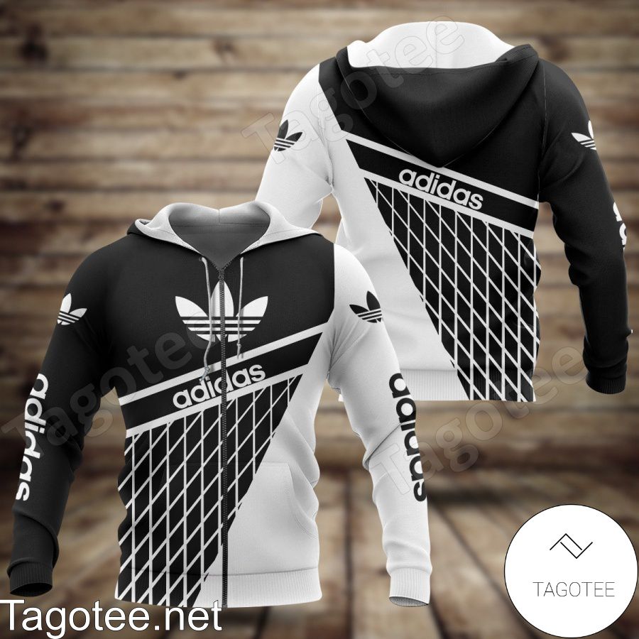 Adidas Black And White With Rhombus Check Hoodie