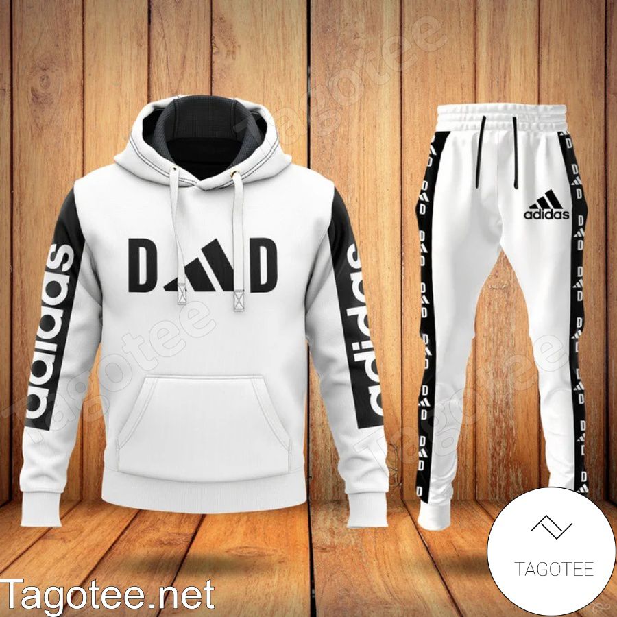 Adidas Dad Logo White Hoodie And Pants