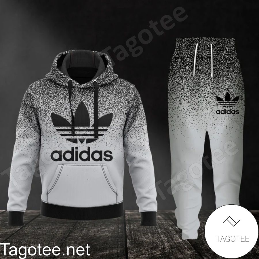 Adidas Logo Center Speckle Fade Grey Hoodie And Pants