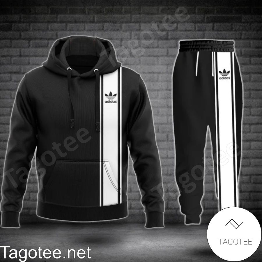 Adidas Logo On White Stripes On The Right Hoodie And Pants a