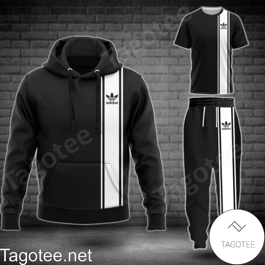 Adidas Logo On White Stripes On The Right Hoodie And Pants