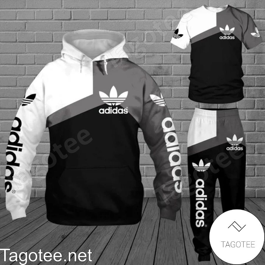 Adidas Mix Color Grey White And Black Hoodie And Pants