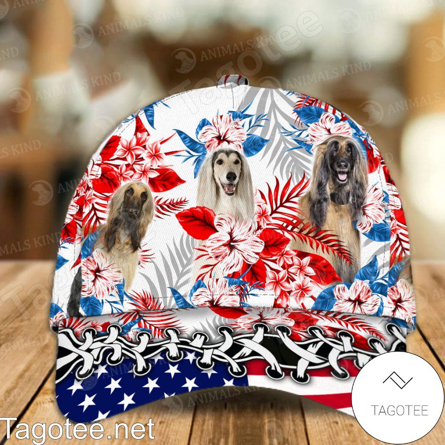 Afghan hound American Flag Cap