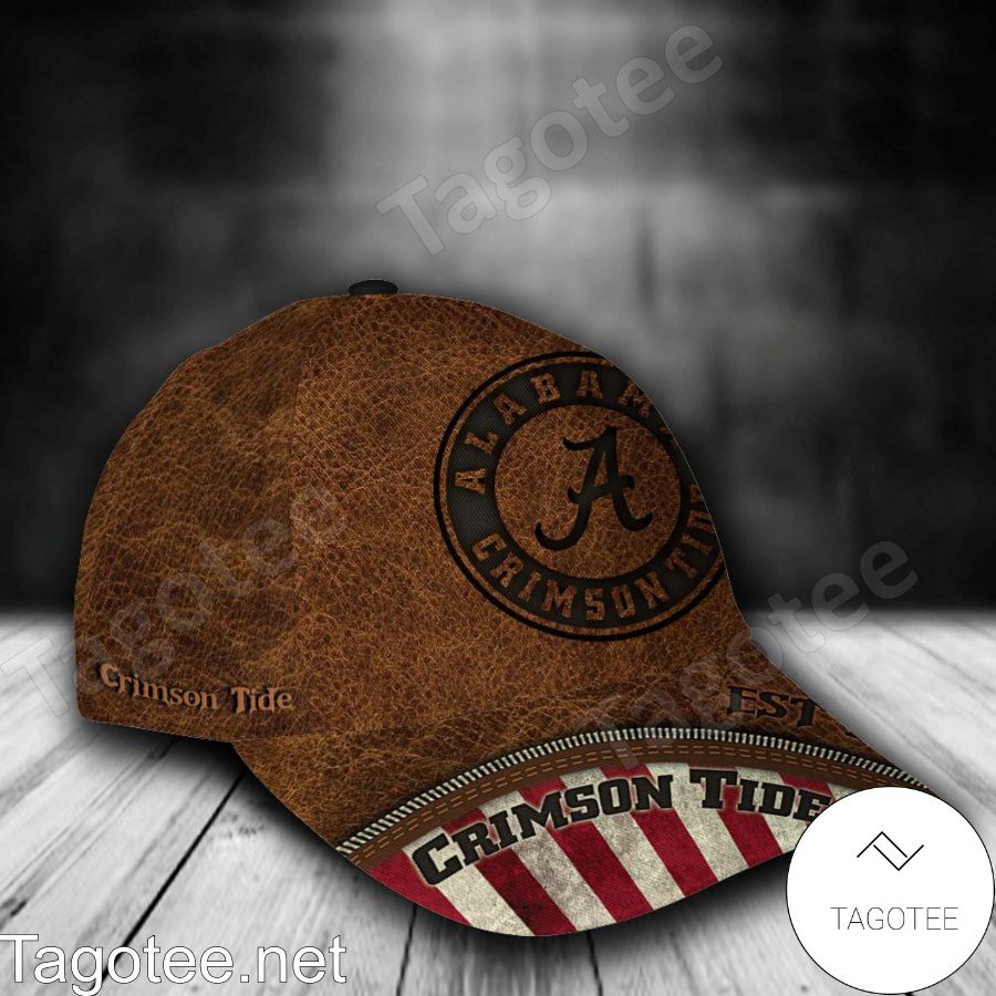 Alabama Crimson Tide Leather Zipper Print Personalized Cap b