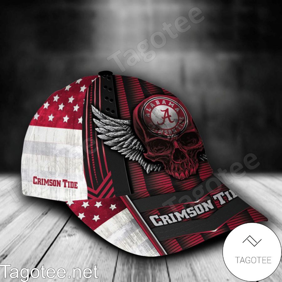 Alabama Crimson Tide Skull Flag NCAA Personalized Cap a