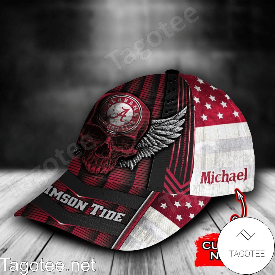 Alabama Crimson Tide Skull Flag NCAA Personalized Cap b