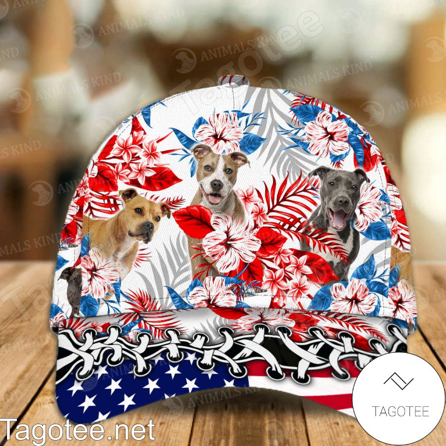 American Staffordshire Terrier American Flag Cap