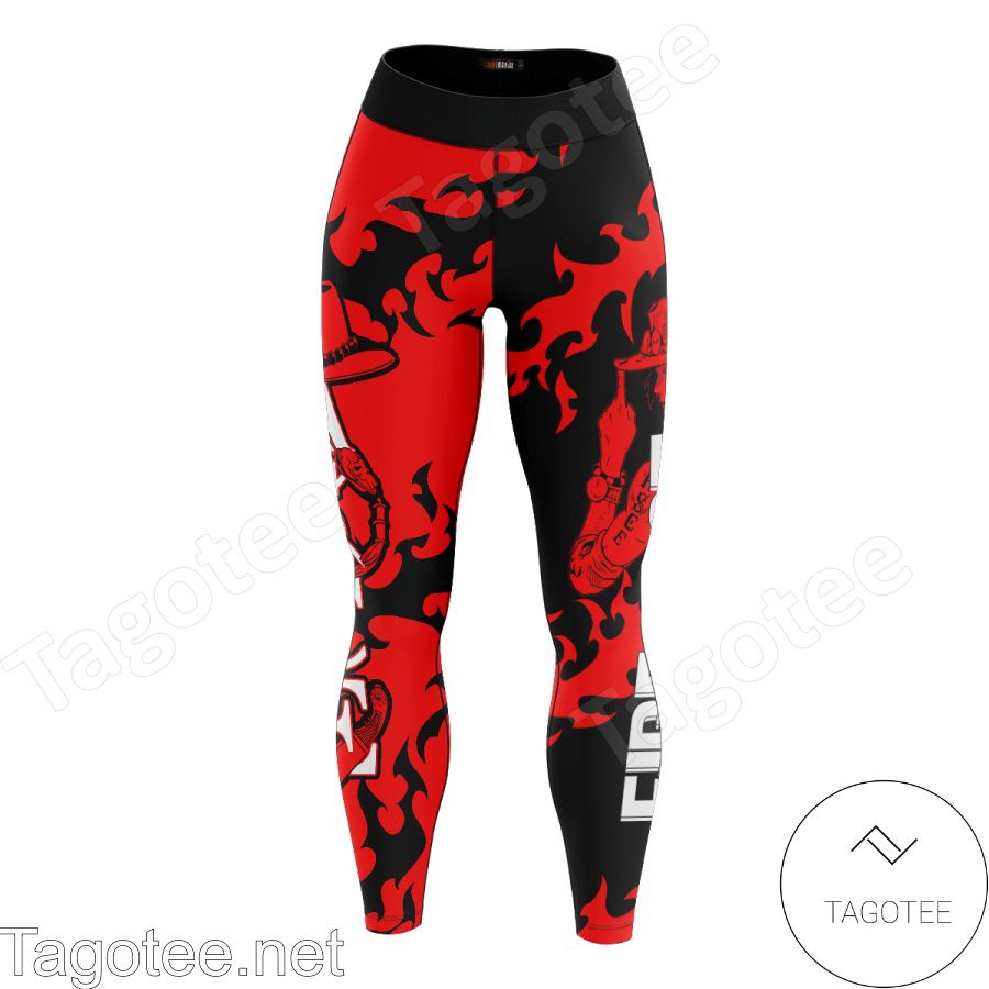 Absolutely Love Anime One Piece Ace Fire Fist Black And Red Leggings