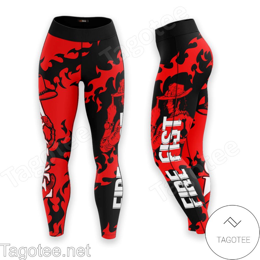 Clothing Anime One Piece Ace Fire Fist Black And Red Leggings