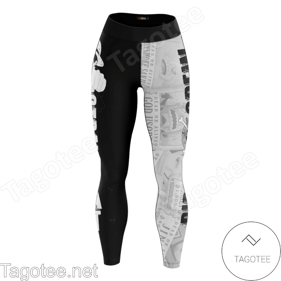 Best Anime One Piece Straw Hat Pirates Crew Black And White Leggings