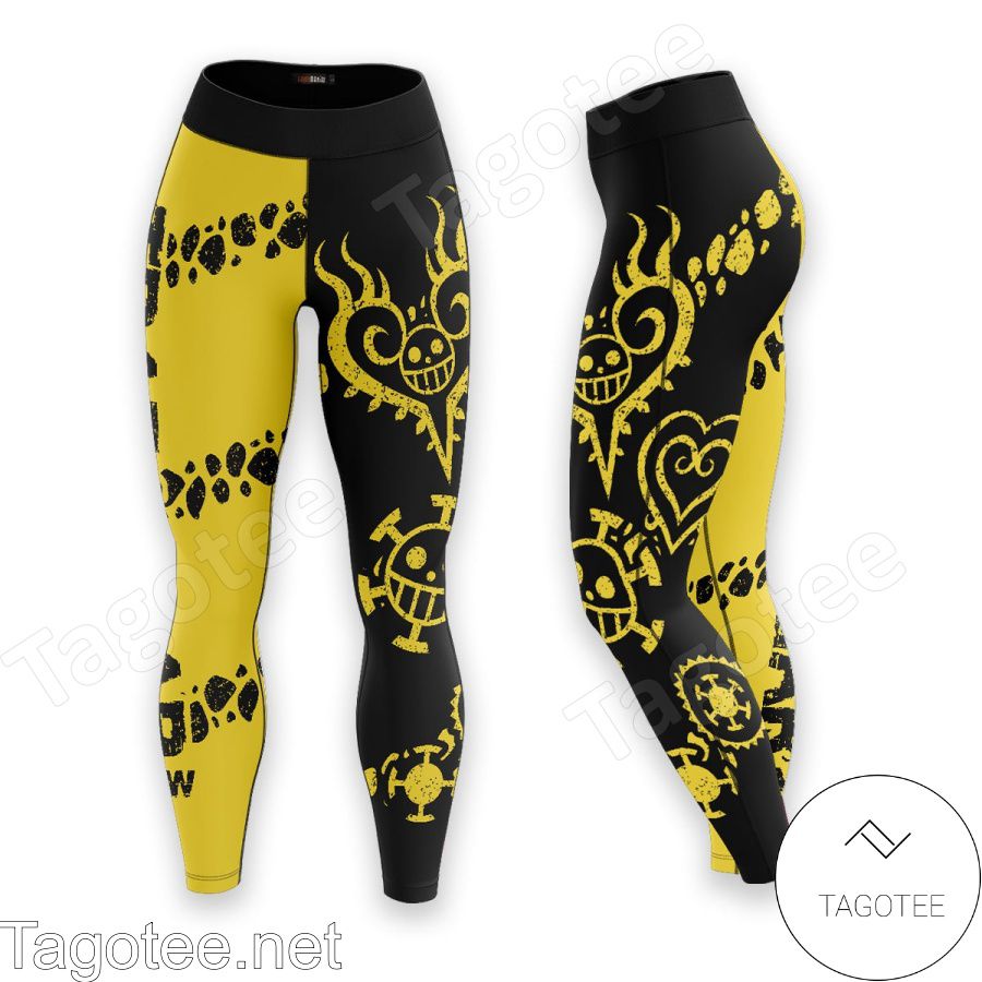 Official Anime Trafalgar D. Water Law One Piece Black And Yellow Leggings
