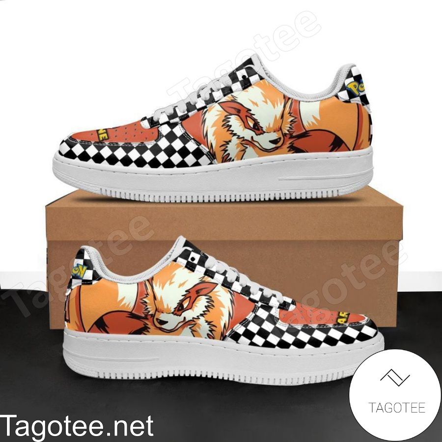 Arcanine Checkerboard Pokemon Air Force Shoes