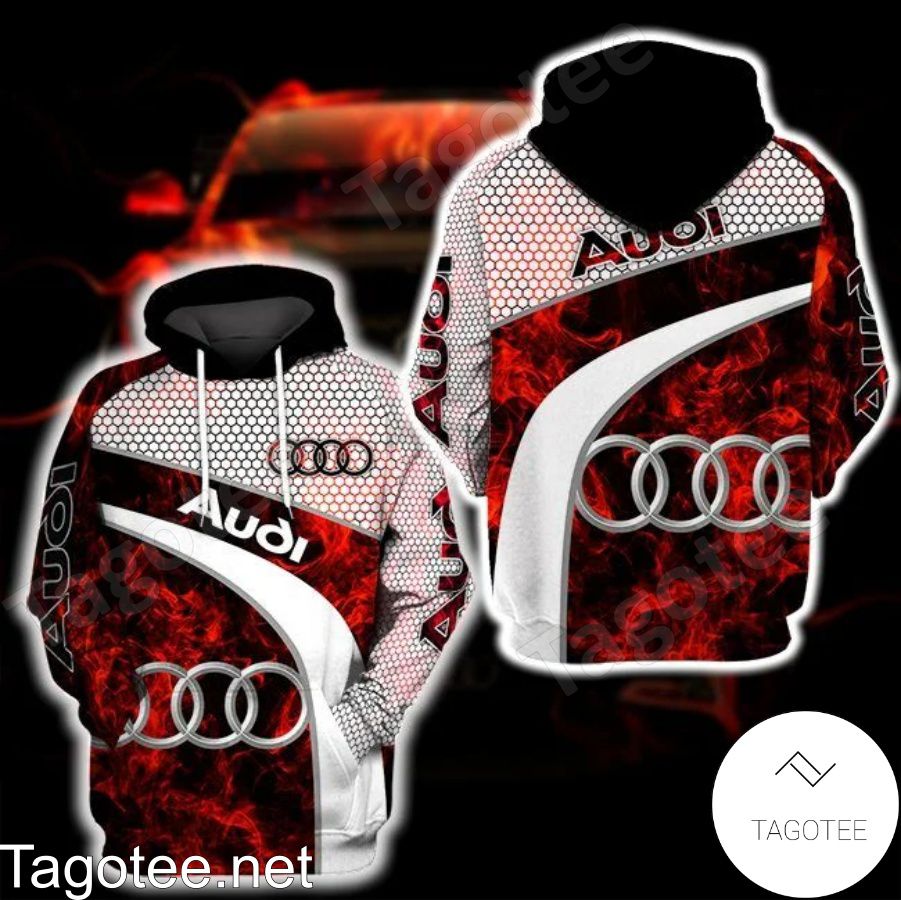 Audi Red Smoke Abstract And Hive Pattern Hoodie