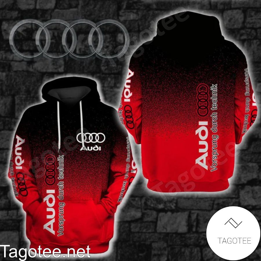 Audi Vorsprung Durch Technik Black And Red Speckle Fade Hoodie