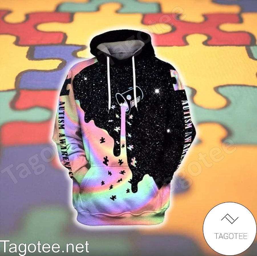 Autism Awareness Black Galaxy Holographic Hoodie a
