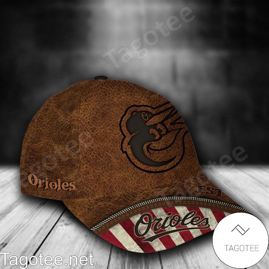 Baltimore Orioles Leather Zipper Print MLB Custom Name Personalized Cap a