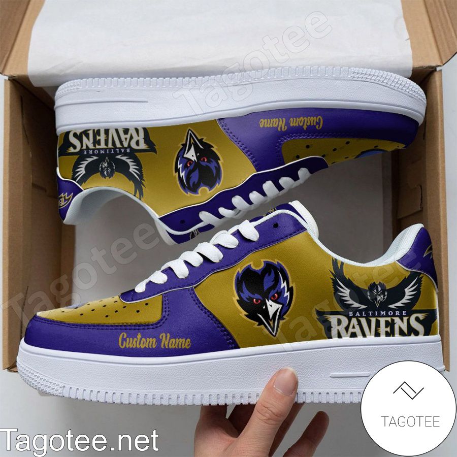 Baltimore Ravens Mascot Logo NFL Football Custom Name Air Force Shoes