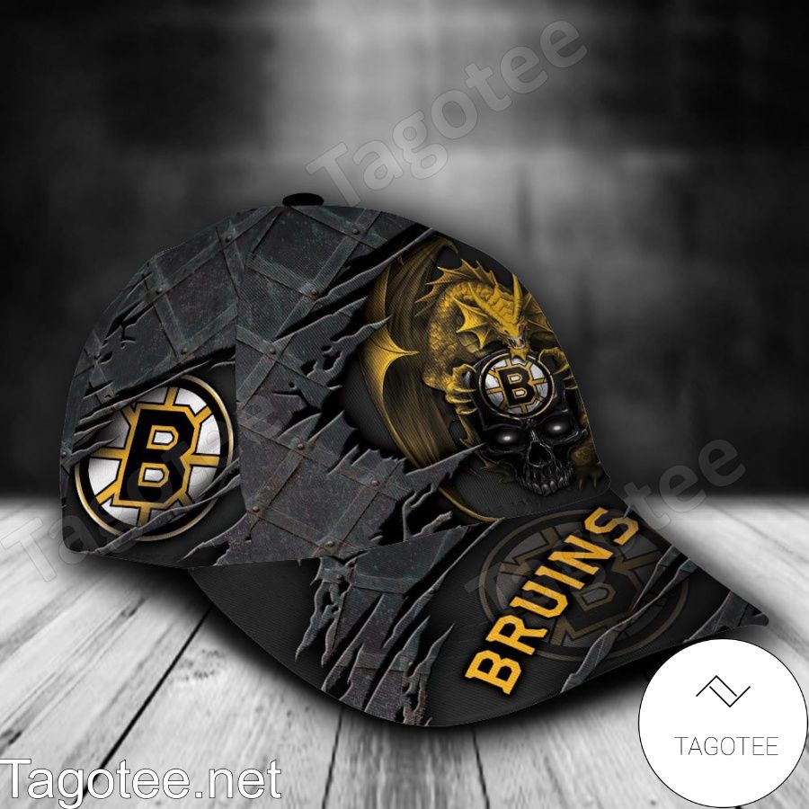 Boston Bruins Dragon Crack 3D NHL Custom Name Personalized Cap a